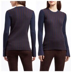 Carlisle Women Lucia Silk Knit Long Sleeve Stretch Ribbed Sweater Top Size XS